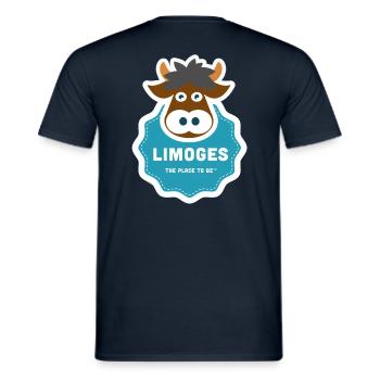 Vache Limousine, Limoges - T-shirt homme - marine - Dos - AI Model Male 178 light (178cm)