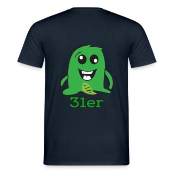 green monster 31er gift shirt - Men's T-Shirt - navy - Back - AI Model Male 178 light (178cm)