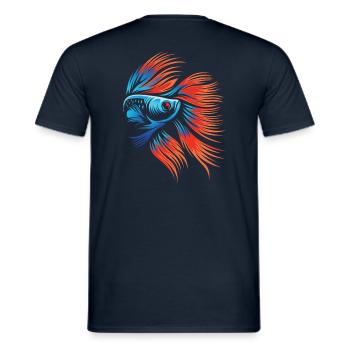 Aquarium Angeln Kampffisch - Männer T-Shirt - Navy - Hinten - AI Model Male 178 light (178cm)