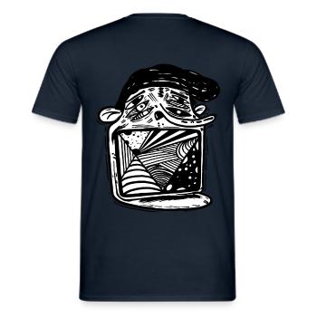 chemise cadeau art visage abstrait - T-shirt homme - marine - Dos - AI Model Male 178 light (178cm)