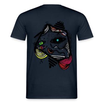 chemise cadeau art visage abstrait - T-shirt homme - marine - Dos - AI Model Male 178 light (178cm)