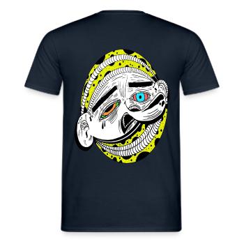 chemise cadeau art visage abstrait - T-shirt homme - marine - Dos - AI Model Male 178 light (178cm)
