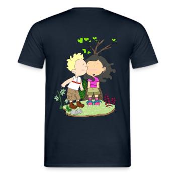 Love couple kiss gift shirt - Men's T-Shirt - navy - Back - AI Model Male 178 light (178cm)