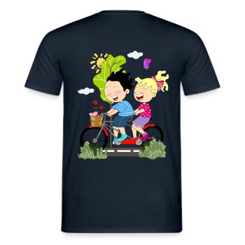 Chemise cadeau couple vélo - T-shirt homme - marine - Dos - AI Model Male 178 light (178cm)