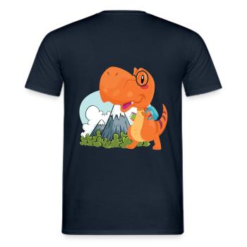 cooler lustiger nerd Dino - Männer T-Shirt - Navy - Hinten - AI Model Male 178 light (178cm)