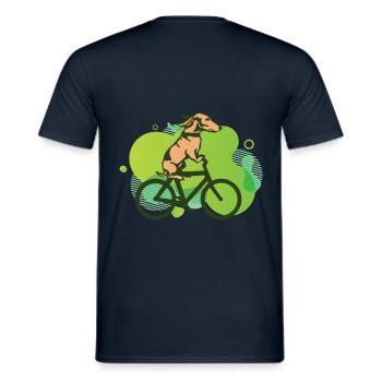 chien cool drôle en vélo - T-shirt homme - marine - Dos - AI Model Male 178 light (178cm)