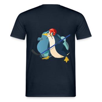 cooler lustiger Eishockey Pinguin - Männer T-Shirt - Navy - Hinten - AI Model Male 178 light (178cm)