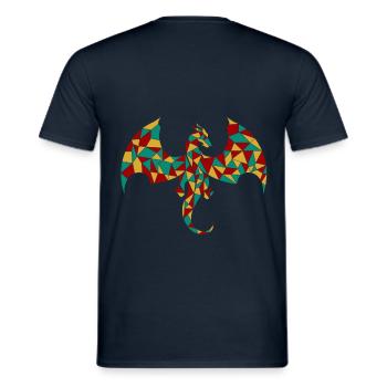 Cadeau de l'horoscope chinois Dragon géométrique - T-shirt homme - marine - Dos - AI Model Male 178 light (178cm)