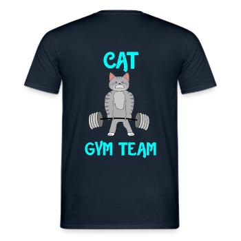 cats fitness gym gift tshirt - Men's T-Shirt - navy - Back - AI Model Male 178 light (178cm)