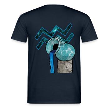 Aquarius Zodiac Sign Aquarius Gift T-Shirt - Men's T-Shirt - navy - Back - AI Model Male 178 light (178cm)