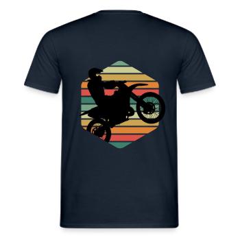 Retro Old School Motorcycle Gift T-Shirt - Men's T-Shirt - navy - Back - AI Model Male 178 light (178cm)