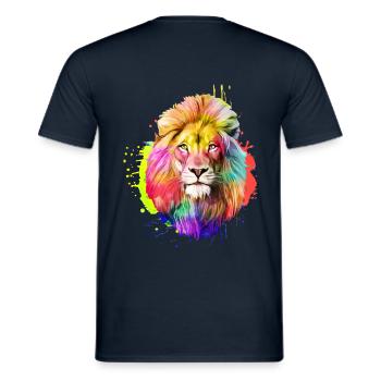 Lion roi aquarelle cadeau aquarelle - T-shirt homme - marine - Dos - AI Model Male 178 light (178cm)