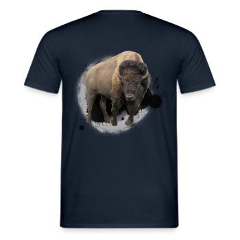 Bison buffalo cattle design illustration gift - Men's T-Shirt - navy - Back - AI Model Male 178 light (178cm)
