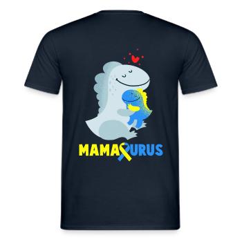 Down Syndrome Mamasaurus Dino Gift - Men's T-Shirt - navy - Back - AI Model Male 178 light (178cm)