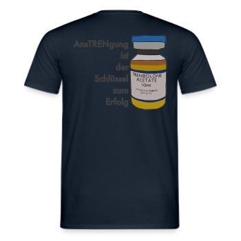 Anstrengung ist der Schlüssel Aufdruck schwarz - Männer T-Shirt - Navy - Hinten - AI Model Male 178 light (178cm)
