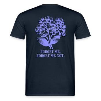 Blumen, Vergissmeinnicht, Design, Spruch - Männer T-Shirt - Navy - Hinten - AI Model Male 178 light (178cm)
