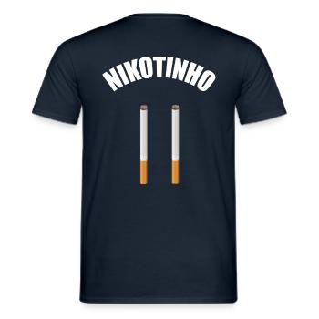 Kreisliga Nikotinho Raucher Trikot - Männer T-Shirt - Navy - Hinten - AI Model Male 178 light (178cm)