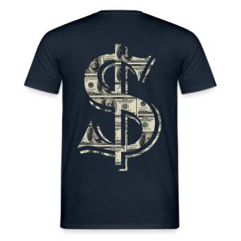 dollar filled with $ 100 bills - Men's T-Shirt - navy - Back - AI Model Male 178 light (178cm)