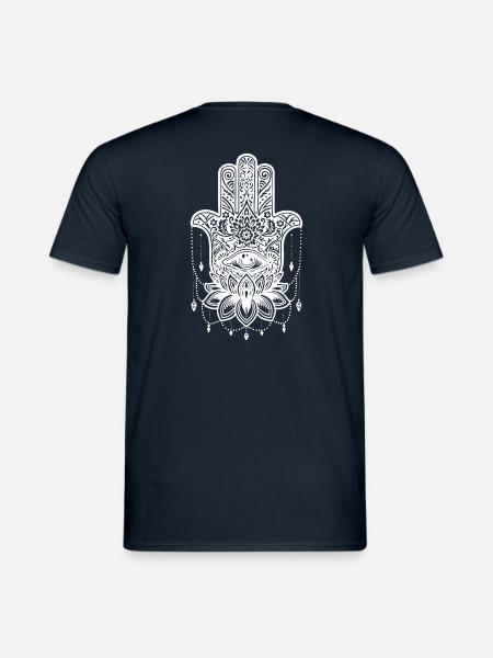 hamsa hindu shiva buddha om goa psychedelic - Männer T-Shirt - Navy