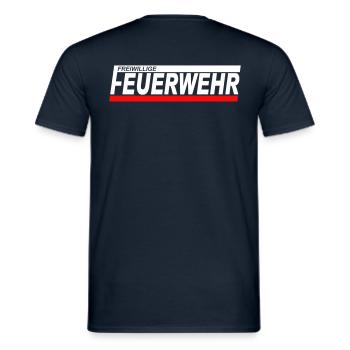 FEUERWEHR modern - Freiwillige Feuerwehr FW32 - Männer T-Shirt - Navy - Hinten - AI Model Male 178 light (178cm)