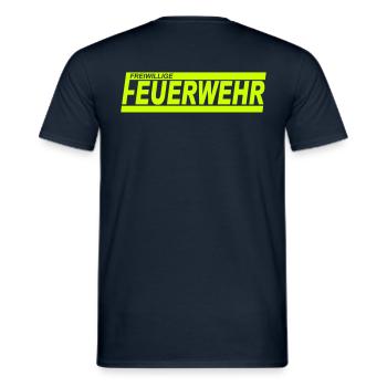 FEUERWEHR mit Rahmen - Freiwillige Feuerwehr FW32 - Männer T-Shirt - Navy - Hinten - AI Model Male 178 light (178cm)