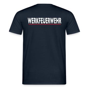 FEUERWEHR Werkfeuerwehr - FW14 - Männer T-Shirt - Navy - Hinten - AI Model Male 178 light (178cm)