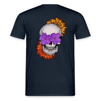 Crâne De Fleur I - T-shirt homme - marine - Dos - AI Model Male 178 light (178cm)