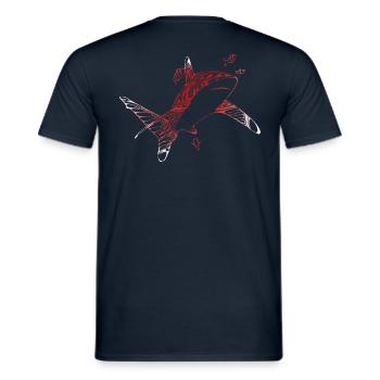 Diving shark shark - Men's T-Shirt - navy - Back - AI Model Male 178 light (178cm)
