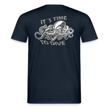 Octopus - it´s time to dive - Männer T-Shirt - Navy - Hinten - AI Model Male 178 light (178cm)