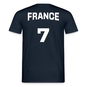 France Numéro 7 - Joueur Français équipe Nationale - T-shirt homme - marine - Dos - AI Model Male 178 light (178cm)