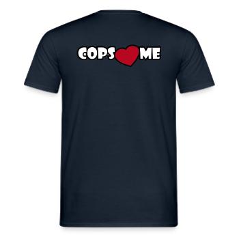 COPS LOVE ME - Men's T-Shirt - navy - Back - AI Model Male 178 light (178cm)