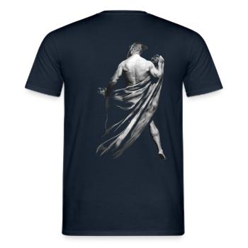 Man behind robe. - Men's T-Shirt - navy - Back - AI Model Male 178 light (178cm)