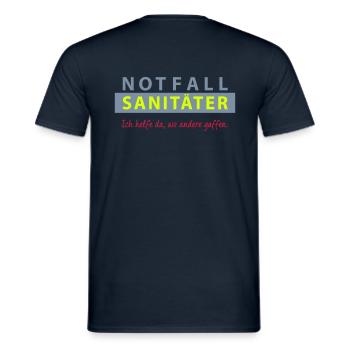 Notfallsänitäter - Ich helfe da, wo andere gaffen. - Männer T-Shirt - Navy - Hinten - AI Model Male 178 light (178cm)