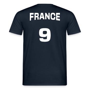 n°9 joueur de football français équipe de france - T-shirt homme - marine - Dos - AI Model Male 178 light (178cm)