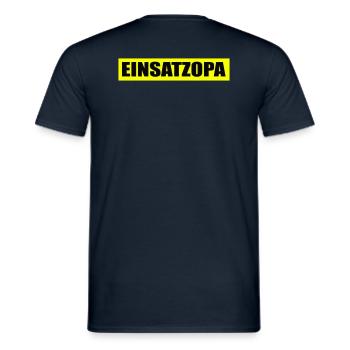 Einsatzopa - Feuerwehr - Ehrenamt - Freiwillig - Männer T-Shirt - Navy - Hinten - AI Model Male 178 light (178cm)