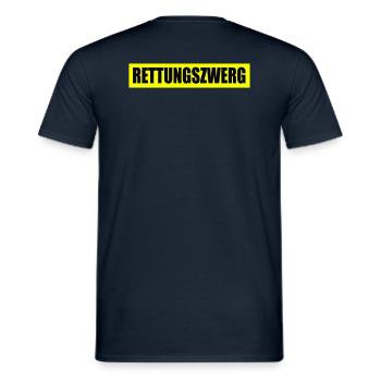 Rettungszwerg - Feuerwehr - Ehrenamt - Freiwillig - Männer T-Shirt - Navy - Hinten - AI Model Male 178 light (178cm)