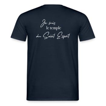 Je suis le temple du Saint Espriit - T-shirt homme - marine - Dos - AI Model Male 178 light (178cm)