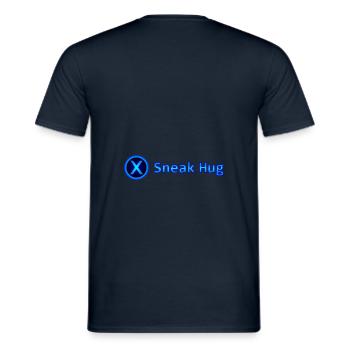 Sneak Hug / Überraschungs-Umarmung - Männer T-Shirt - Navy - Hinten - AI Model Male 178 light (178cm)