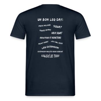 t shirt musculation jambe - T-shirt homme - marine - Dos - AI Model Male 178 light (178cm)