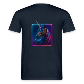 Unicorn - Akhal Teke Horse - Rainbow Mane - Men's T-Shirt - navy - Back - AI Model Male 178 light (178cm)