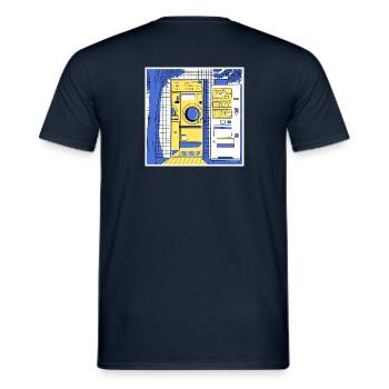 Japanischer städtischer Waschsalon nachts - Männer T-Shirt - Navy - Hinten - AI Model Male 178 light (178cm)