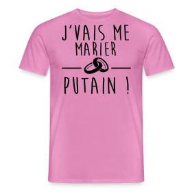 Maquette de T-shirt homme « T-shirt EVG/EVJF : Je me marie, Bordel ! » à imprimer et personnaliser