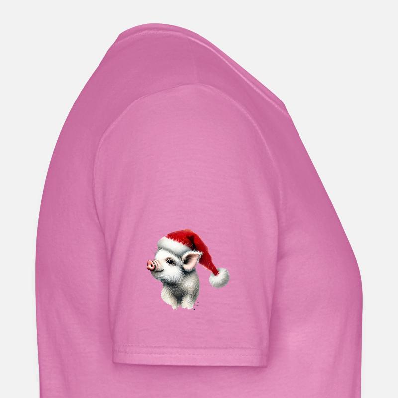 Christmas piglet with Santa hat Men's T-Shirt