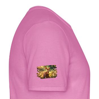 Reh auf goldener Löwenzahnwiese - Männer T-Shirt - Pink - Rechts - AI Model Male 178 dark (178cm)