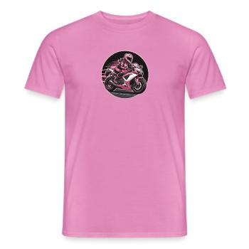 Un pilote rose sur une moto sportive - T-shirt homme - rose - Devant - AI Model Male 178 dark (178cm)