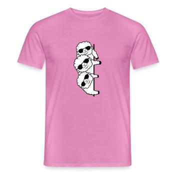 3 DJ mouton derrière le mur jetant un coup d’œil latéral à des amis - T-shirt homme - rose - Devant - AI Model Male 178 dark (178cm)