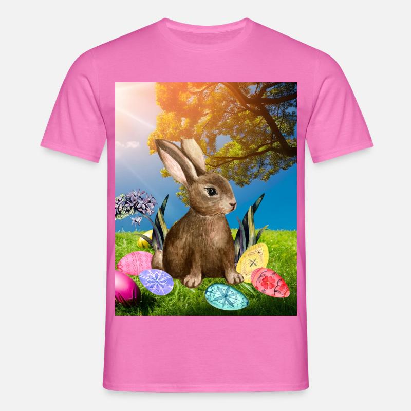 Spring Easter bunny with Easter eggs - Men's T-Shirt - pink