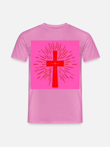 Kirche Christliches Kreuz - Christlicher Glaube - Männer T-Shirt - Pink