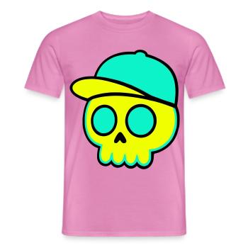 Neon Skull Cap Streetwear - Men's T-Shirt - pink - Front - AI Model Male 178 dark (178cm)