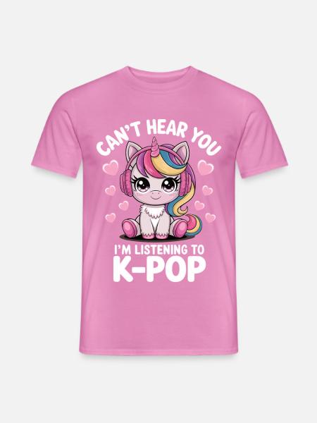 Kawaii Unicorn K-Pop Listener - Männer T-Shirt - Pink
